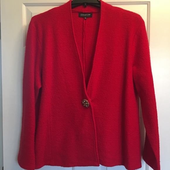 Jones New York Jackets & Blazers - Jones of NY Red Jacket w/ Jeweled Button SZ 2X